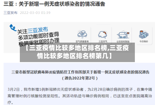 【三亚疫情比较多地区排名榜,三亚疫情比较多地区排名榜第几】-第2张图片